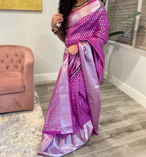 PunarviAuthentic PreLoved SustainablePink Semi Pattu Saree