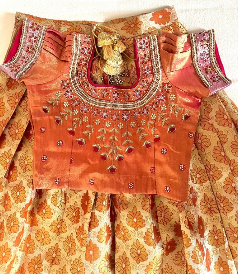 PunarviAuthentic PreLoved SustainableTissue Kanchi Pattu Lehenga 10 12y