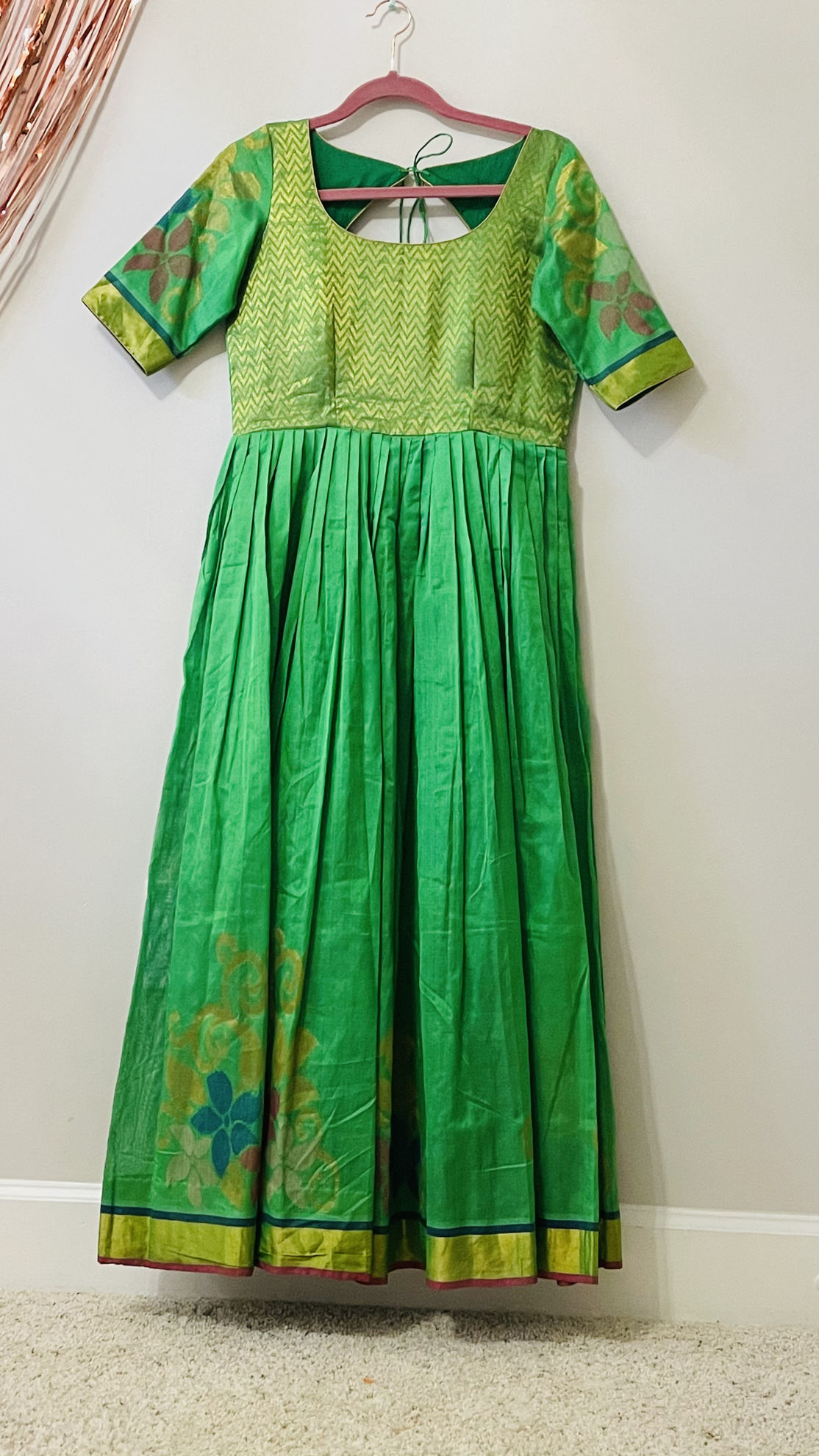 PunarviAuthentic|PreLoved|SustainableChanderi Pattu long frock with ...