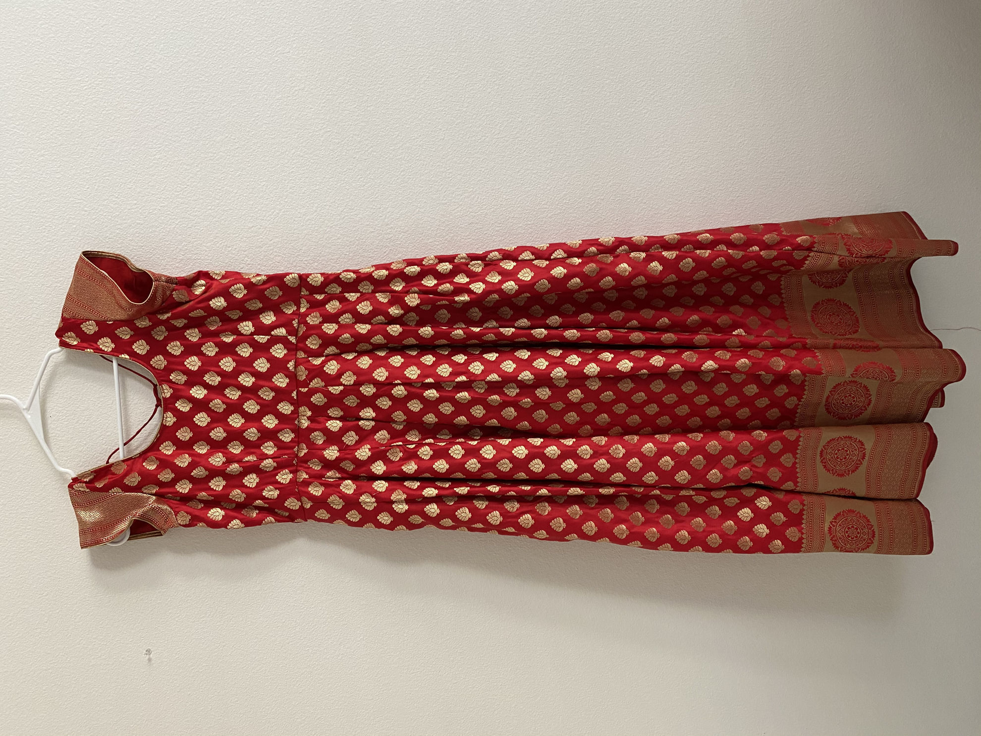 PunarviAuthentic|PreLoved|SustainableRed banaras long dress