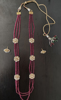 Picture of Gold Finish Kundan and red Beads Necklace Set