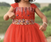Picture of Red Tulle Frock with handwork 2t-3tyears