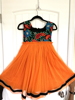 Picture of Bright Orange & Black color Thread embroidery Dress