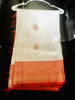 Picture of Beautiful  white beneras katan pure silk  saree brand new with stitched blouse brand new