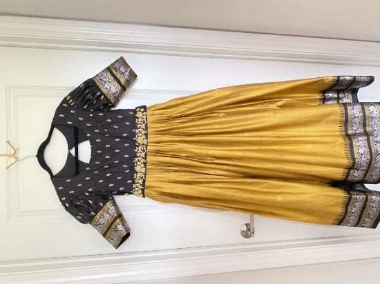 Picture of Brand new - Mustard and black long frock with Belt