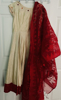 Picture of Cream raw silk party wear dress with work on yoke and hands