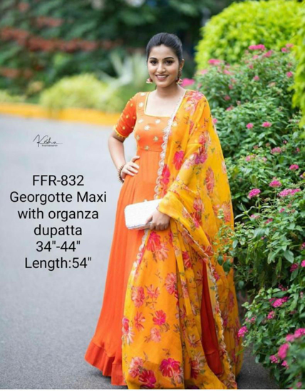 Picture of Traditional style brand New Georgotte Embroidery dress with Organza dupatta ( 5 Mtrs)