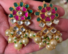 Picture of Medium length pachi Kundan set with peral chain