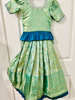 Picture of PL189 Pure zari kanchi pattu langa with silver work blouse and ruffles border 6-7Y