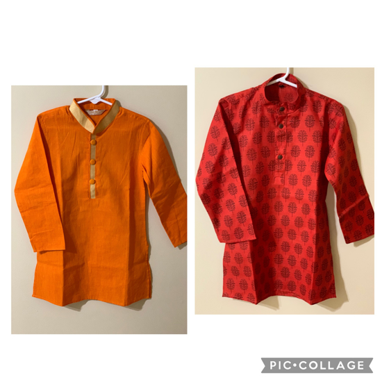 Picture of Mustard yellow and red combo tops 2-4