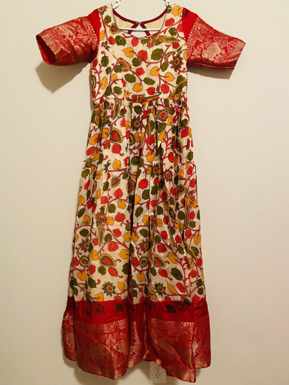 PunarviAuthentic|PreLoved|Sustainablekalamkari pattu border frock