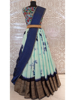 Picture of Jute georgette lehanga with kalamkari blouse half saree new