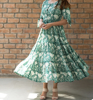 Picture of Green floral hand block print dress
