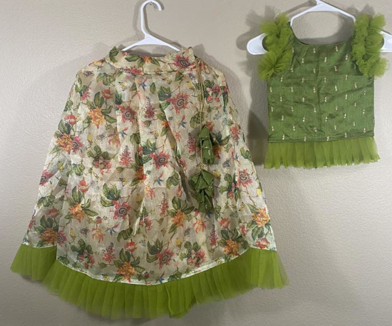 Picture of Floral Organza and raw silk crop top for 4-6Y