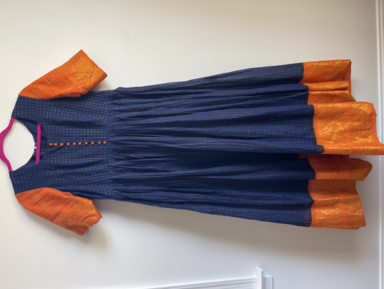 Picture of Cotton checks sungudi silk dress