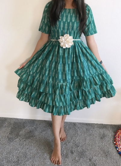 PunarviAuthentic|PreLoved|SustainableGreen ikat dress