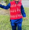 Picture of Royal blue  kurta with ikkat jacket 1-2y
