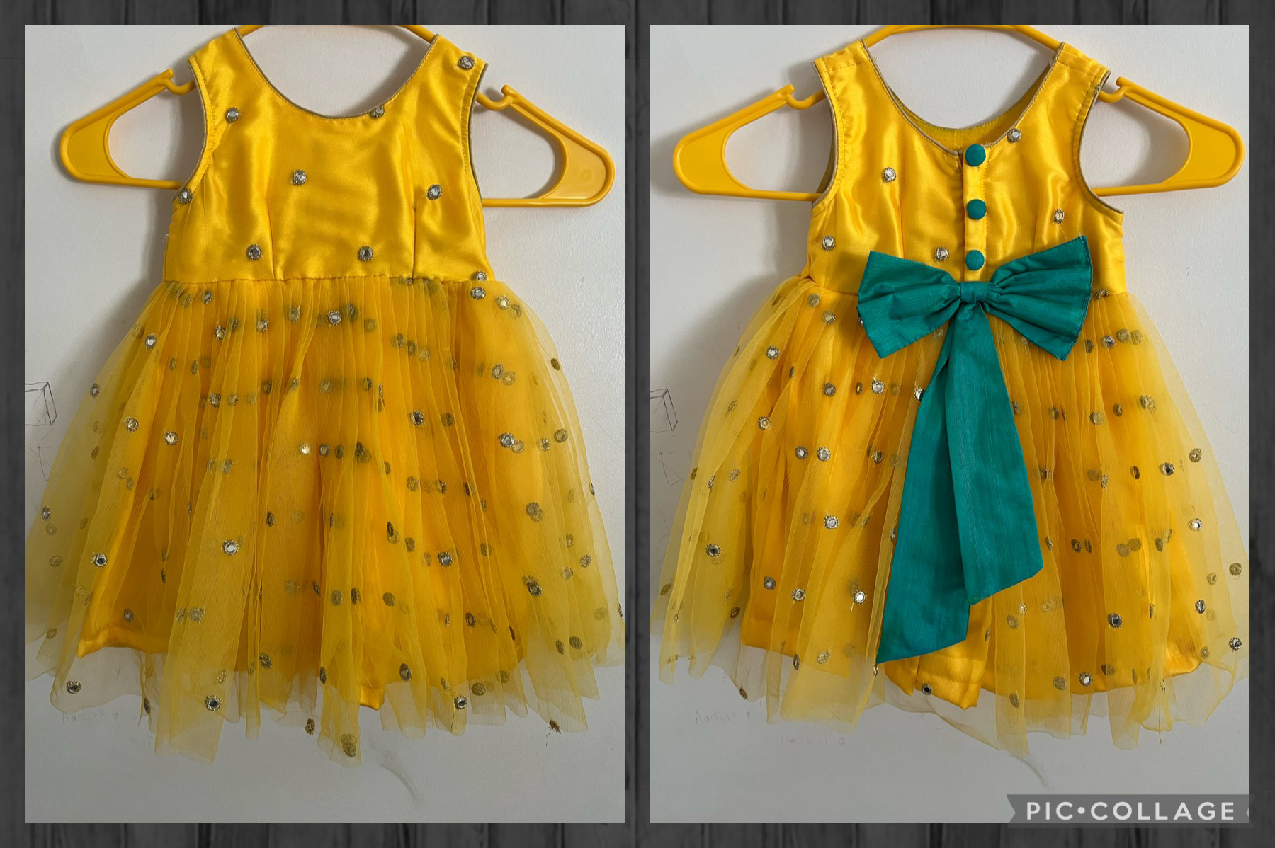 PunarviAuthentic|PreLoved|SustainableCombo - Green Frock & Yellow Frock ...