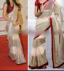 Picture of sequin net Saree with velvet  blouse