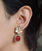 Picture of Cocktail Ad earrings,  hoop jhumka, dual tone tyaani ruby earrings, pearl drop earrings