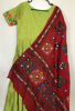 Picture of Beautiful Green raw silk long frock with embroidery