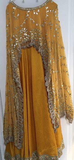 Picture of gotapatti Yellow Cape Gown