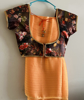 Picture of Orange Georgette Saree with floral Designer blouse
