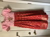 Picture of New red and baby pink benaras longfrock 6-8Y