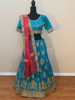 Picture of Turquoise Green Lehenga with pink Dupatta for Garba/ wedding