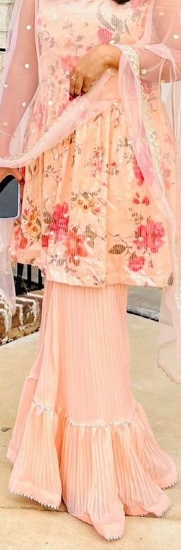 Picture of Peach color trendy sharara set