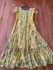 Picture of New mustard yellow georgette long dress with embroidery