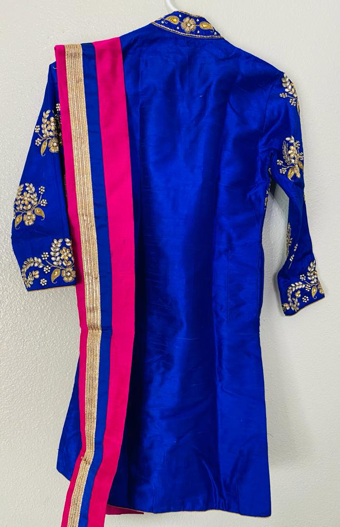 Royal Blue Kurta Dhupion Silk Dhoti