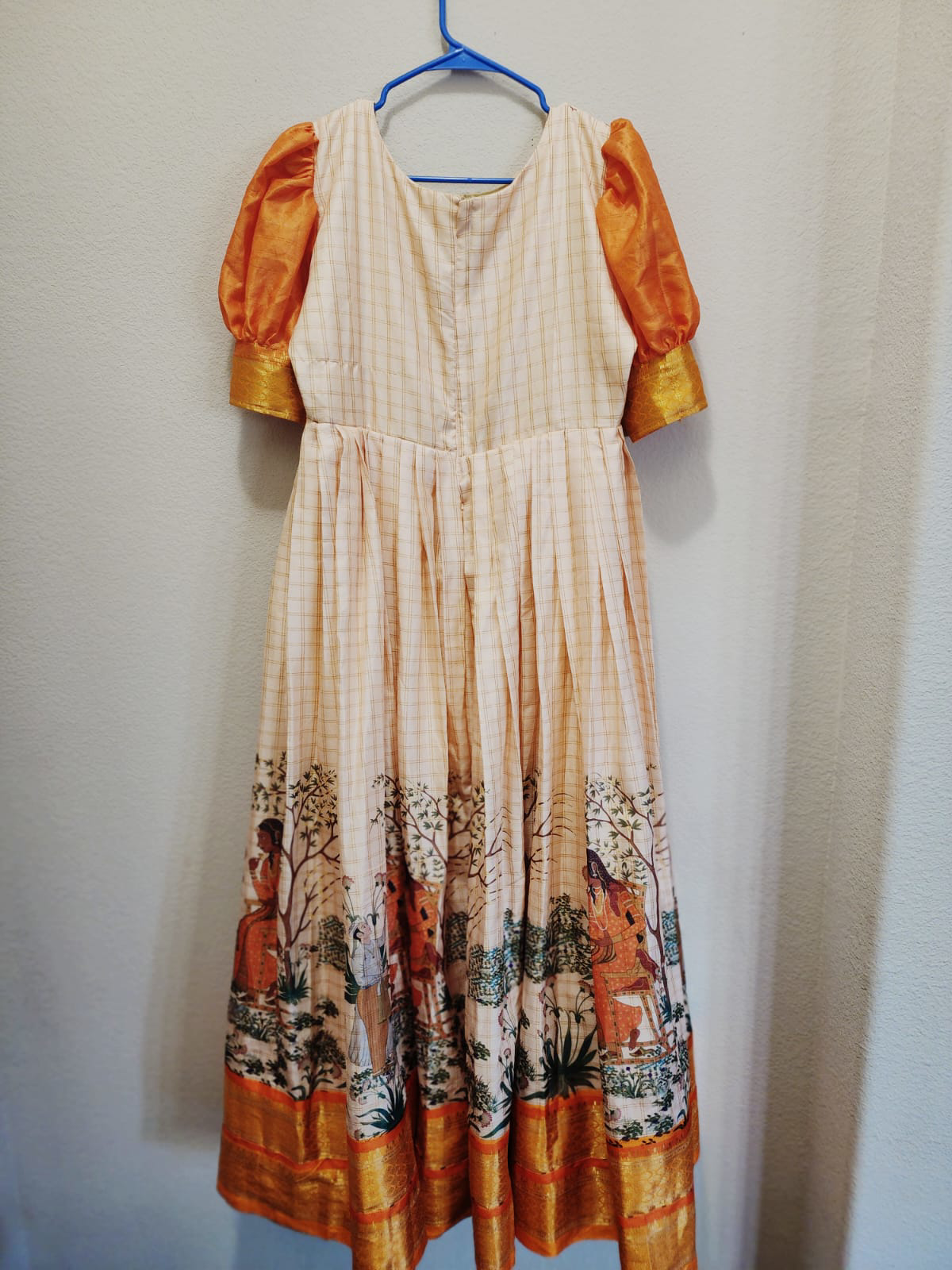 Yellow Pure Soft Silk Blend Kalamkari Anarkali Gown