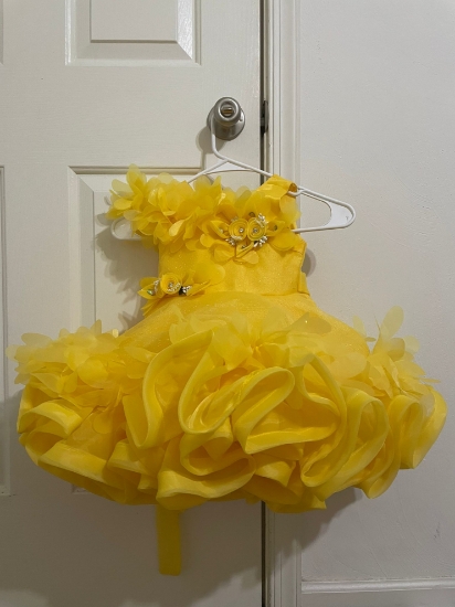 Picture of Brand New Yellow party wear frock 1- 2 year baby girl