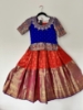 Picture of kanchipattu langa with heavy maggam and bead work 10-12Y