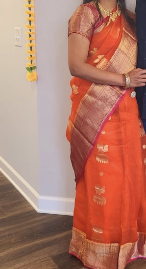 Picture of Pure Organza with kanchi border saree