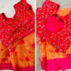 Picture of Peach and pink color saree paried with pink color blouse