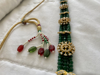 Picture of One gram gold CZ stones studded green bead choker and earrings