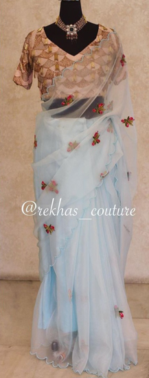 Picture of Designer Organza saree with heavy blouse