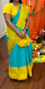 Picture of Blue and Yellow mysore chiffon saree
