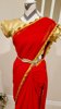 Picture of NEW Red Scollaped lace plain saree