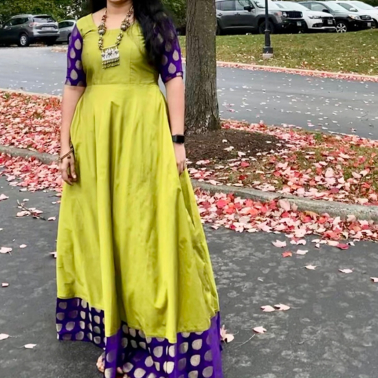 Picture of Green and Purple long frock