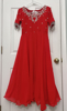 Picture of Red color anarkali kurta with work on the neck and sleeves