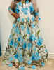 Picture of PL367 - 3D floral blue long princess gown 3-5Y