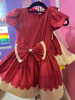 Picture of PL365-  Red and gold short dress with scallop design sleeves 6-7y