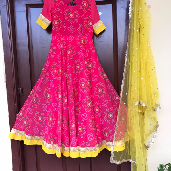 PunarviAuthentic|PreLoved|SustainableLong bandini dress with Dupatta