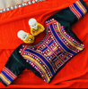 Picture of Red chiffon saree with mirrored border