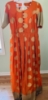 Picture of Orange and purple border pure  banaras long dress