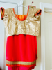 Picture of Georgette chiffon dual color combination with multiple use blouse gold color