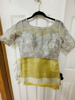 Picture of Pure tissue Lenin saree in lemon yellow with  silver sequins ready made blouse